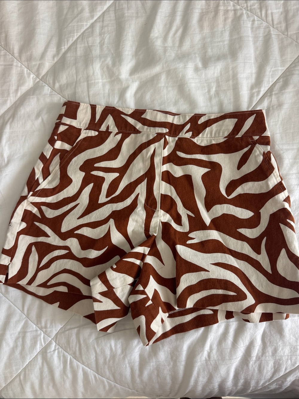 SPANX Brown and Cream Zebra Print High Waist Shorts